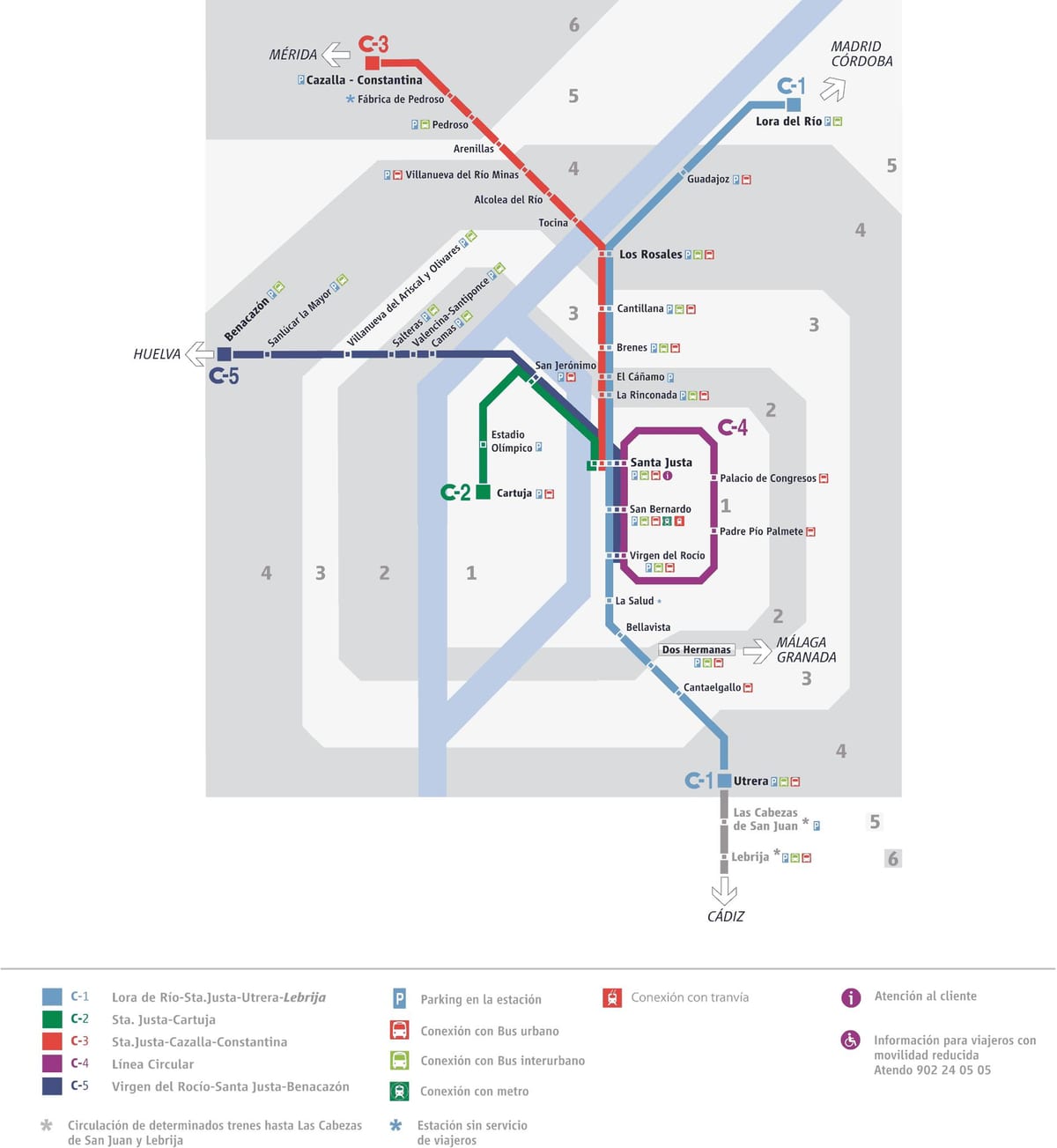 estação de trem no mapa de Sevilha