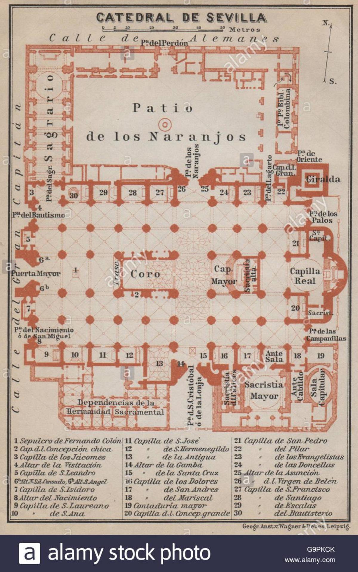 mapa da catedral de Sevilha