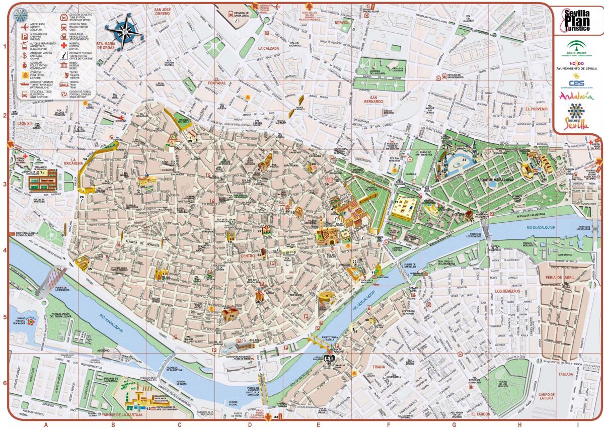 mapa do centro da cidade de Sevilha 