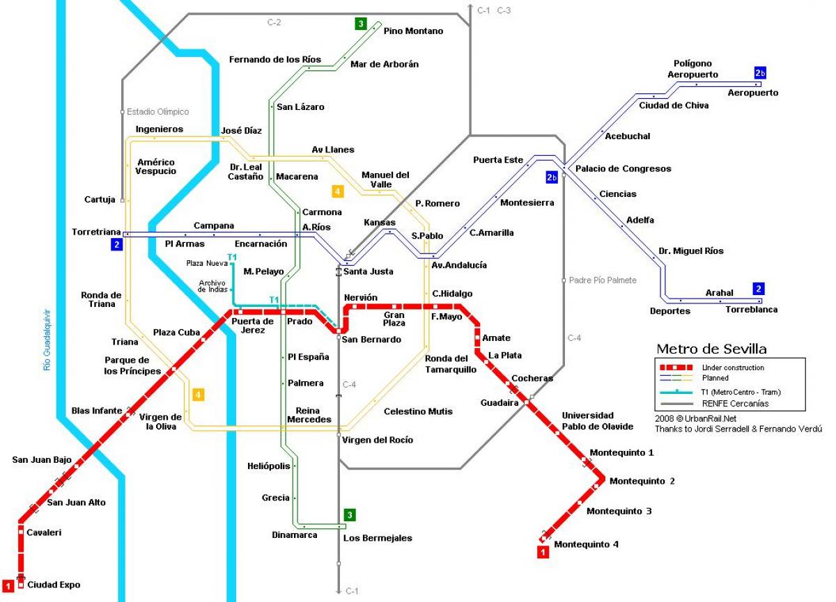 mapa do metro de Sevilha