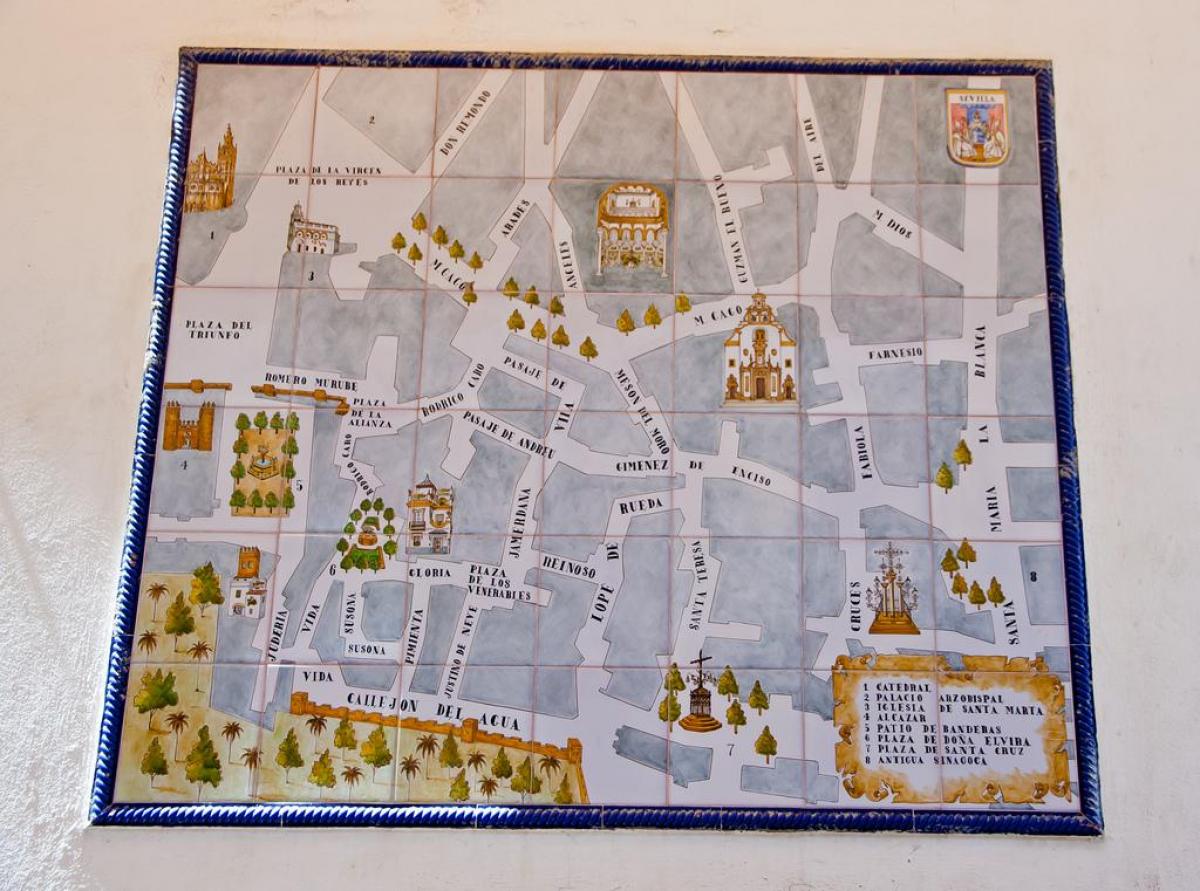 mapa do bairro judeu de Sevilha