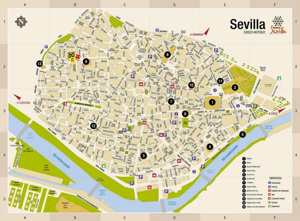 mapa da plaza de armas de Sevilha 