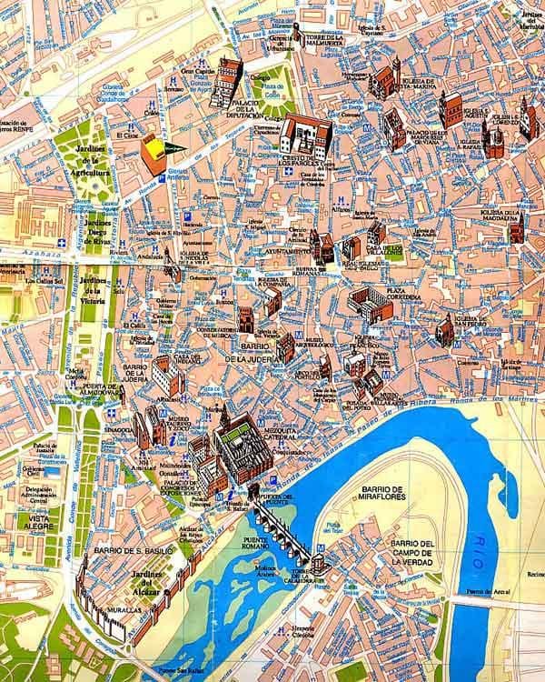 mapa de Sevilha, a uma curta turnê