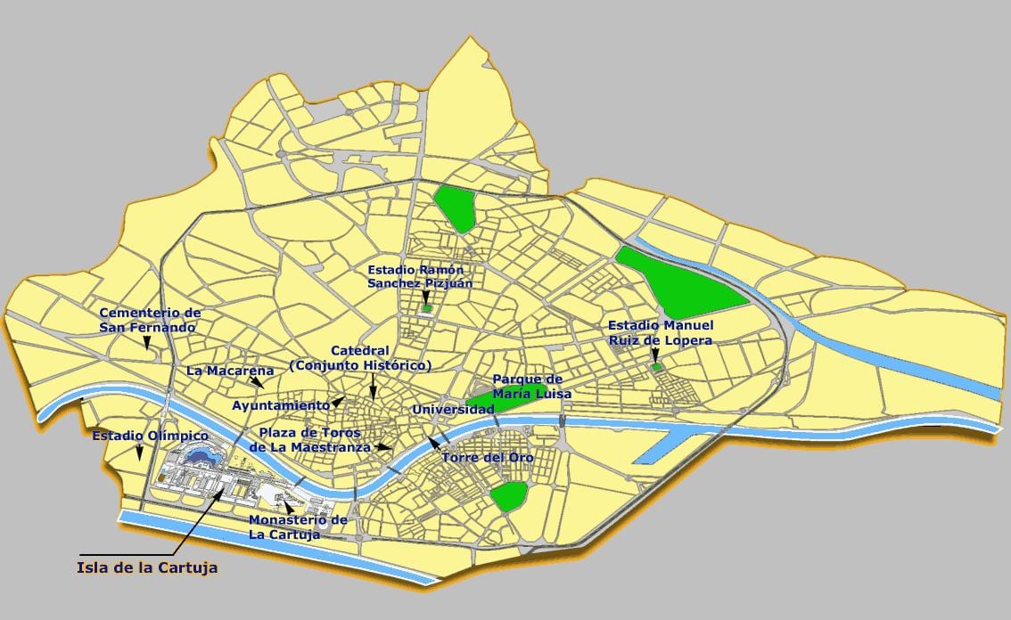 Sevilha, espanha atrações mapa