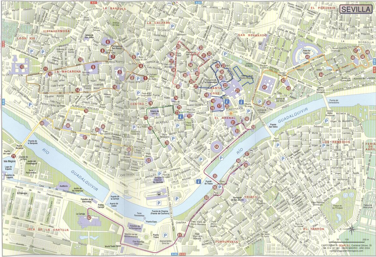 mapa de ruas de Sevilha, espanha