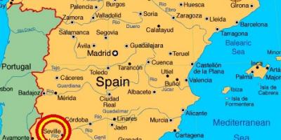 Mapa da espanha, mostrando Sevilha