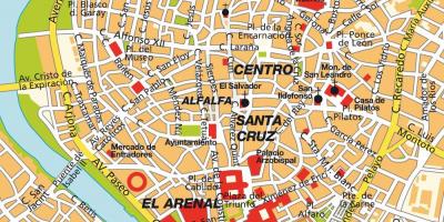 Mapa do centro da cidade de Sevilha, espanha